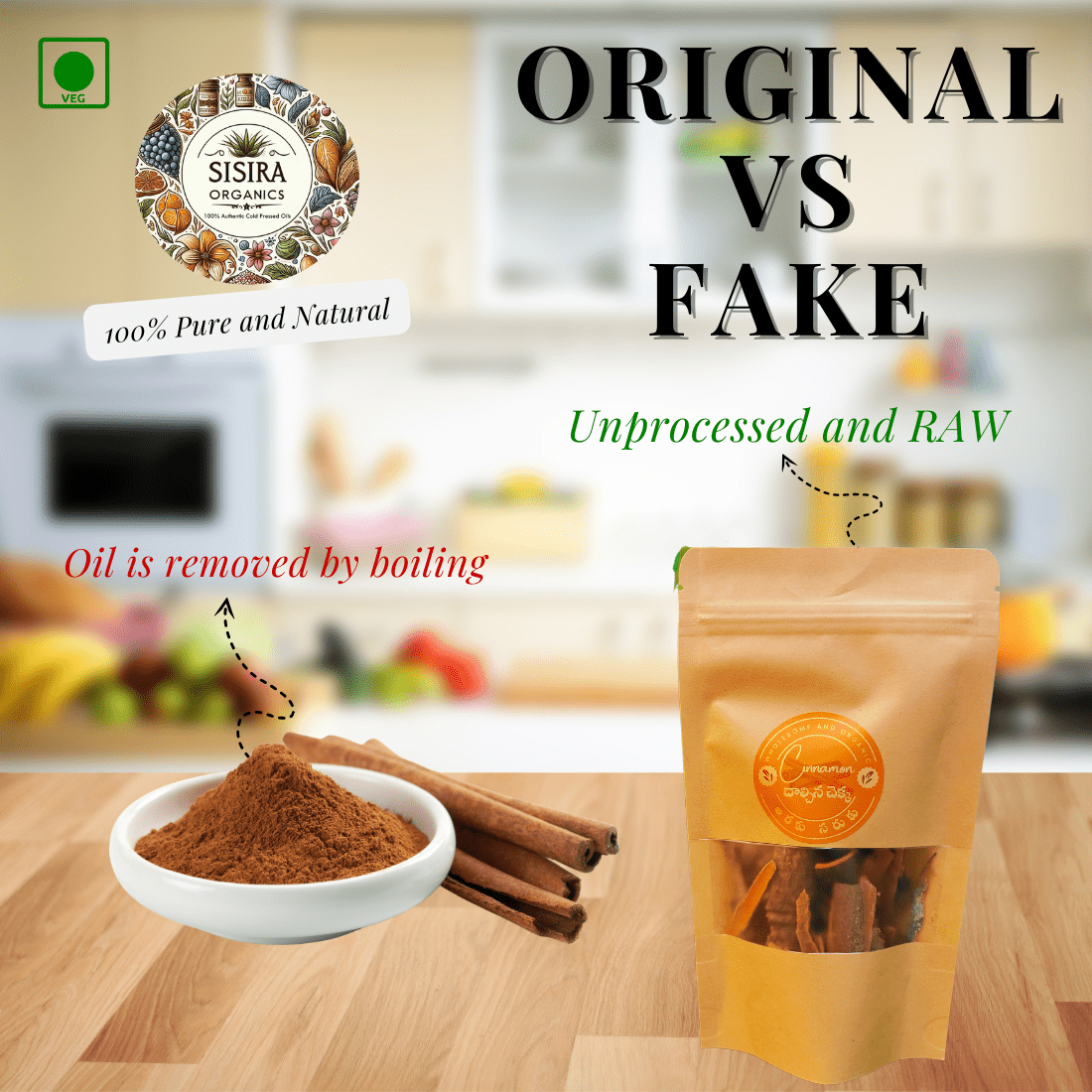 Cinnamon / Dalchini (Unprocessed and Raw) - Sisira Organics