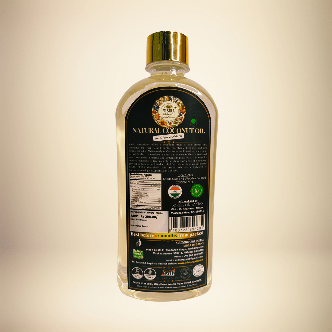 Cold Pressed Coconut Oil - Premium A1 Grade - Sisira Organics