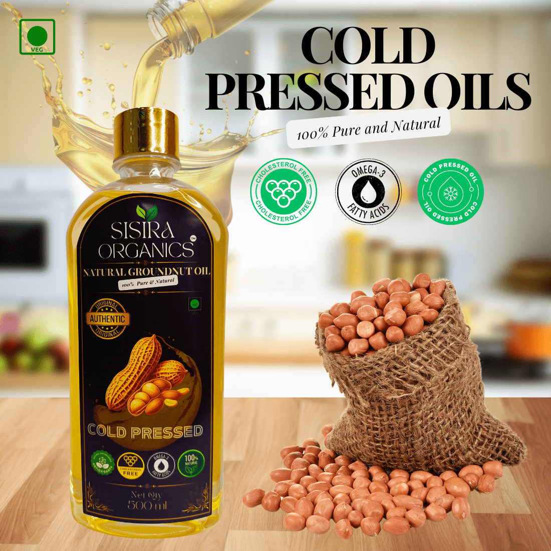 Cold Pressed Groundnut Oil Premium Quality - Sisira Organics