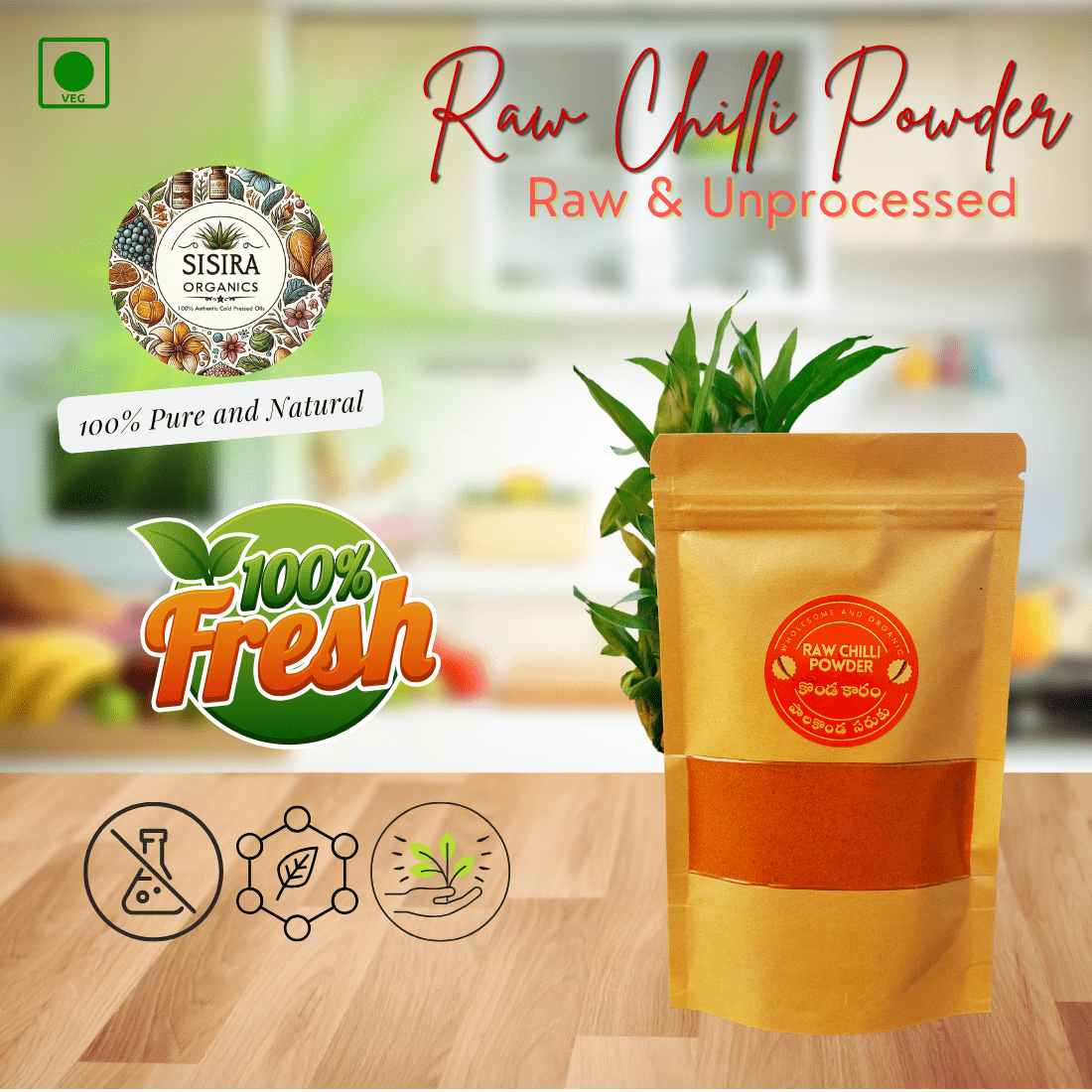 Raw Chilli Powder (Unprocessed and Tribal) - Sisira Organics