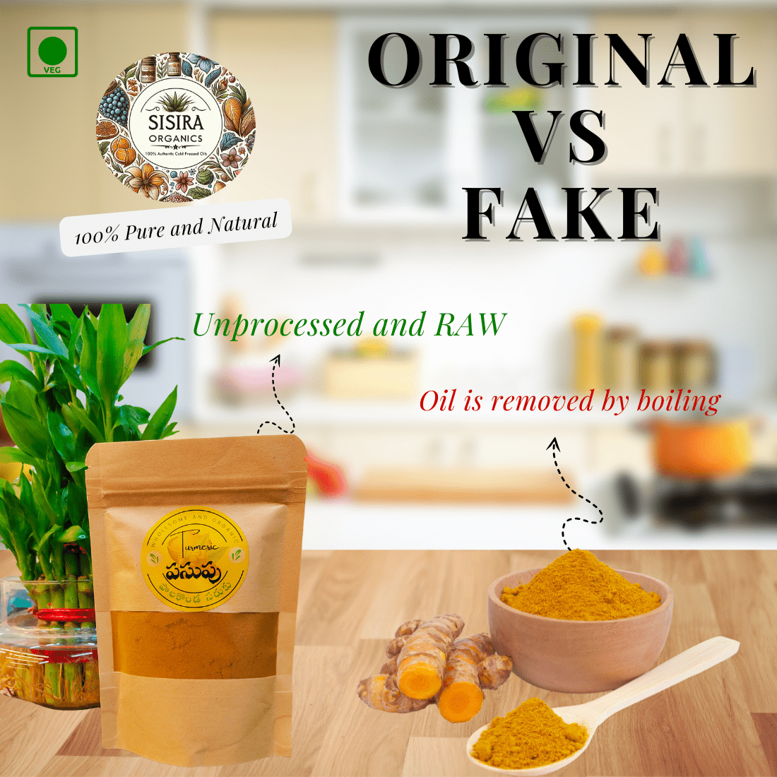 Turmeric Powder (Unprocessed and Raw) - Sisira Organics