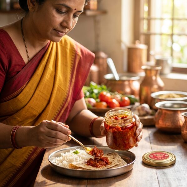 traditional-indian-meal-pairing-tomato-pickle