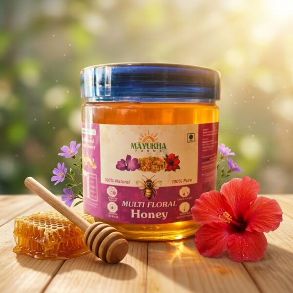 Sisira Organics Multifloral Honey - Raw Wildflower Honey jar with flowers