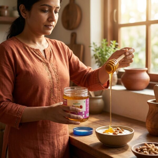 Sisira Organics Multifloral Honey - Raw Wildflower Honey jar with flowers