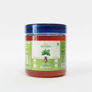 Sisira Organics Tulsi Honey - Raw Holy Basil Honey 500g jar with Tulsi leaves